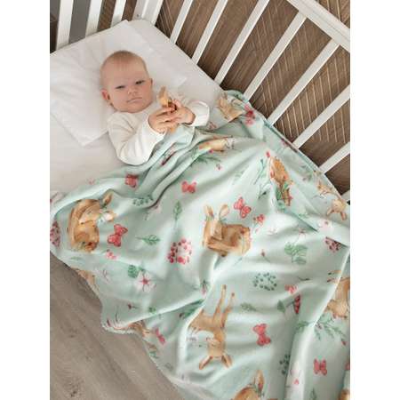 Плед Baby Nice micro flannel Оленята мятный 75х100 см