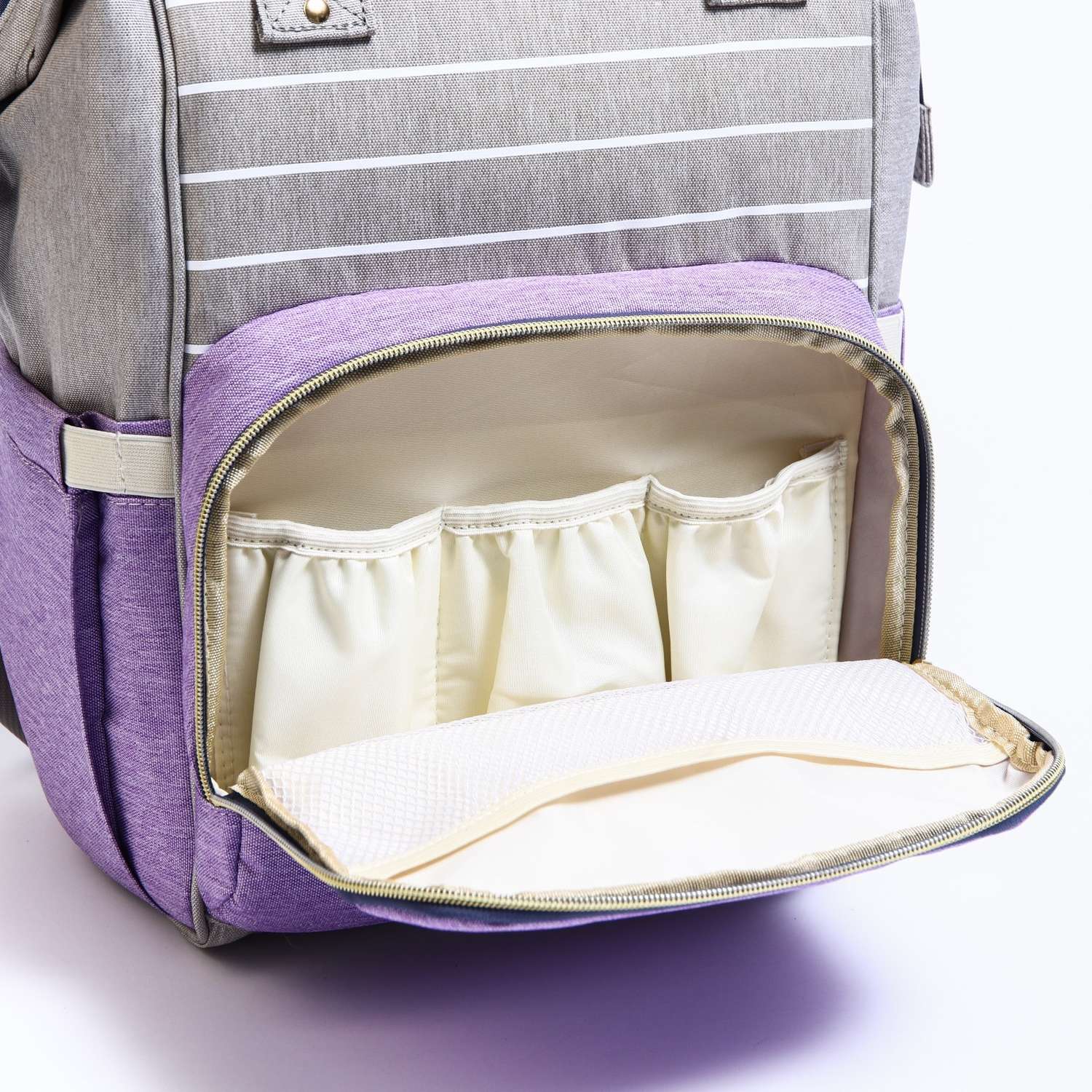 Сумка-рюкзак Sima-Land для хранения вещей малыша цвет серый/фиолетовый - фото 7