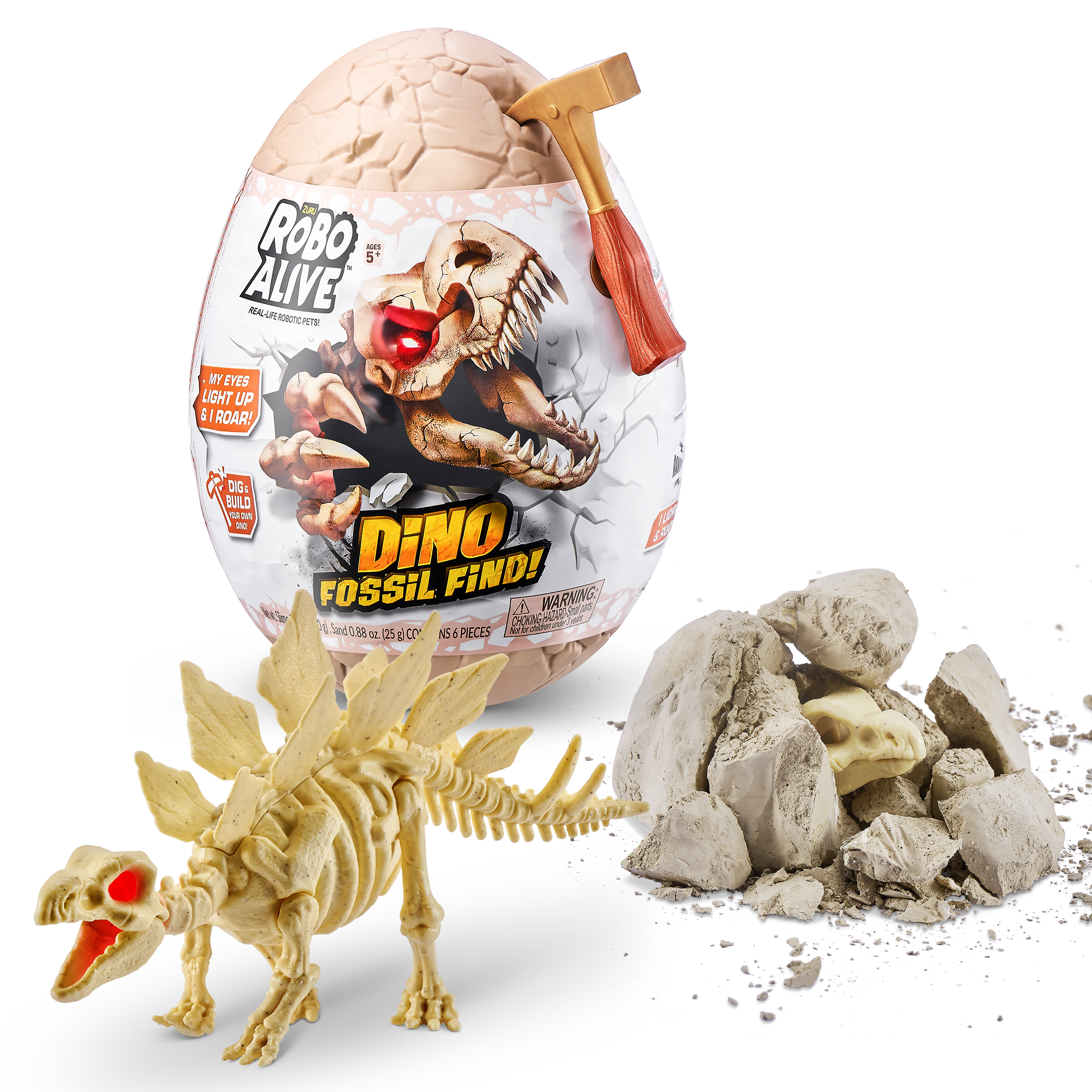 Игрушка сюрприз Zuru Robo Alive Dino Fossil раскопки динозавра со светом и звуком - фото 6