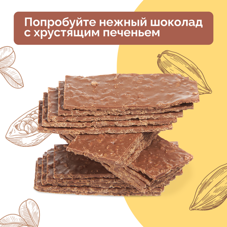 Шоколадные ломтики 120г по 2шт Eurochoc Слайсы из молочного шоколада с печеньем