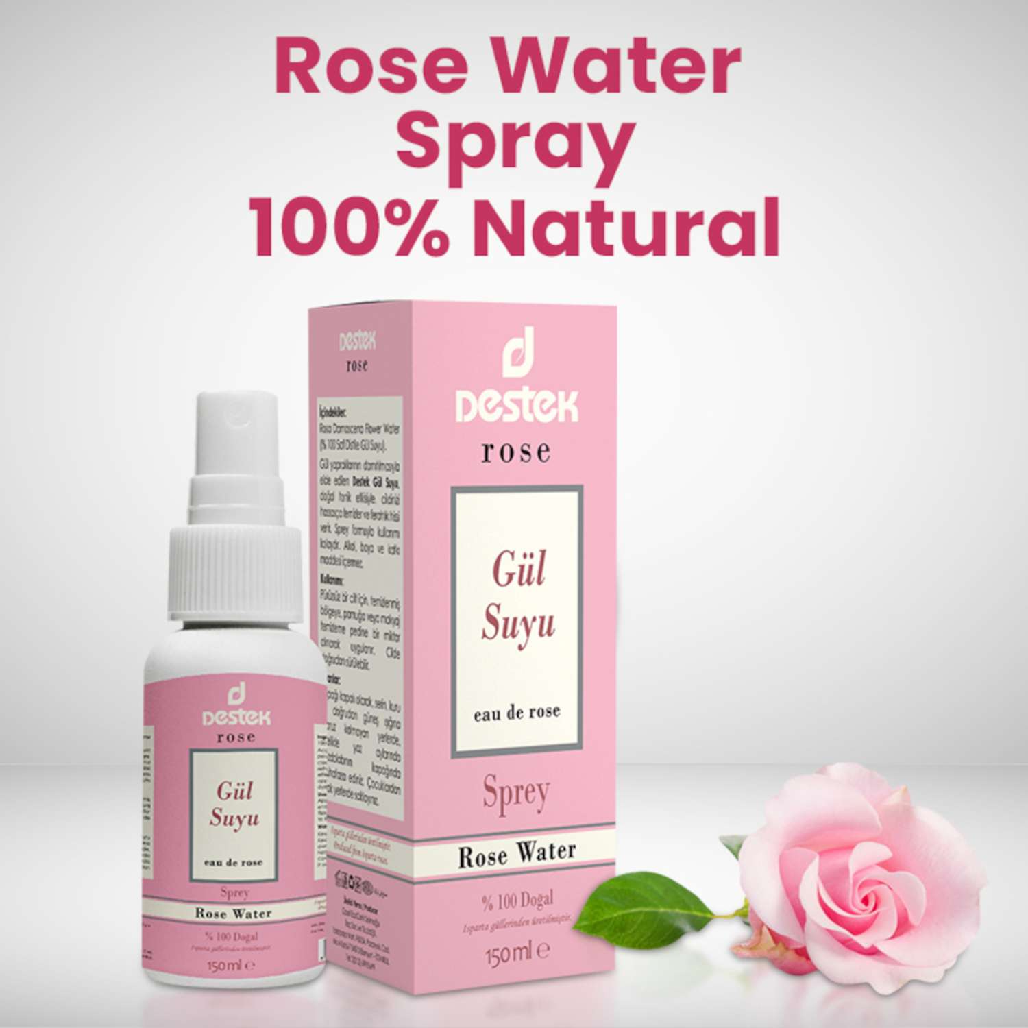 Розовая вода DESTEK из лепестков розы дамасской 150 мл - фото 2