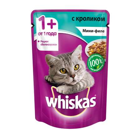 Корм влажный для кошек Whiskas 85г мини-филе с кроликом пауч