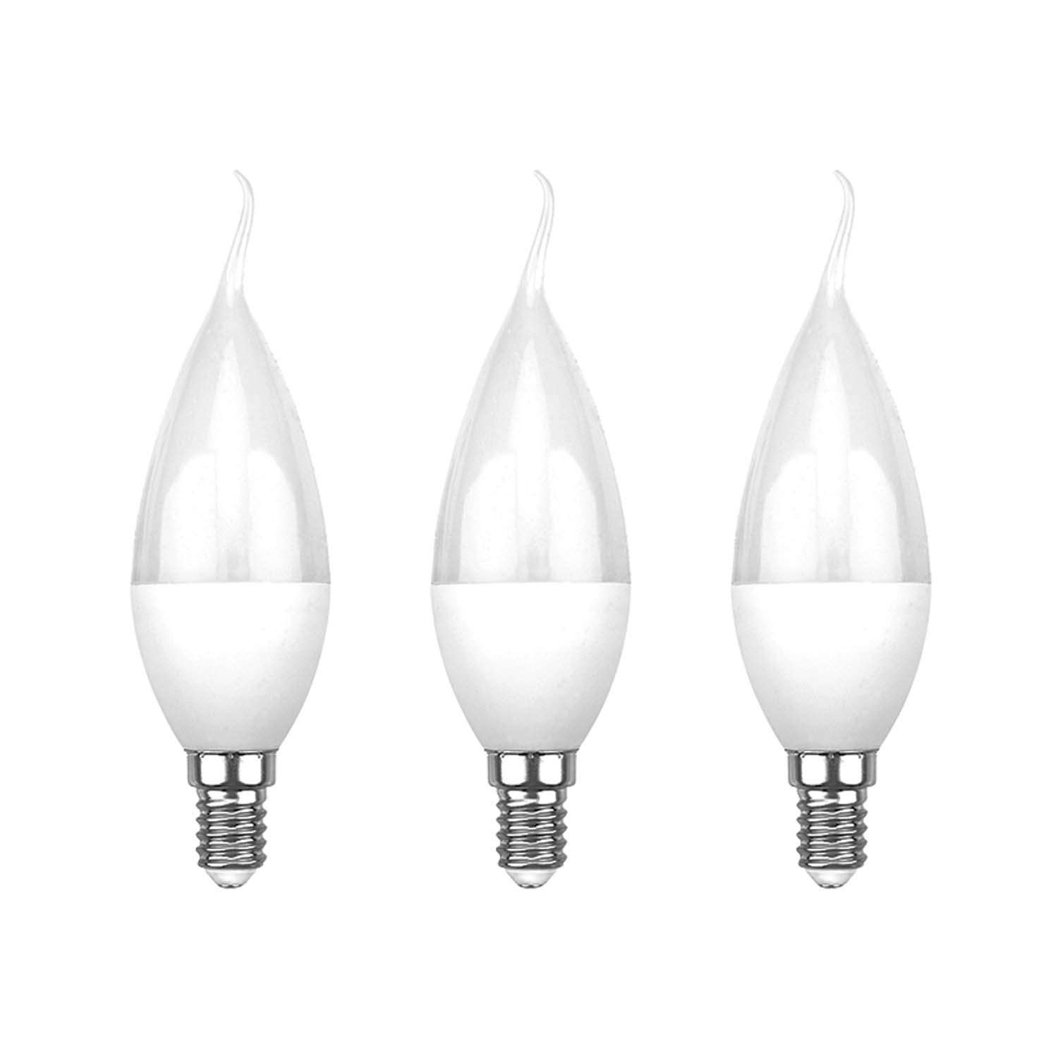 Лампа REXANT светодиодная Свеча на ветру CW 7.5Вт E14 713Лм 6500K холодный свет 3 штуки - фото 1