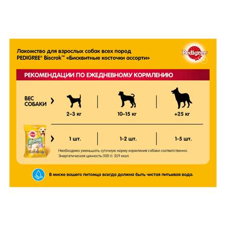 Лакомство для взрослых собак Pedigree Biscrok бисквитные косточки ассорти 500г