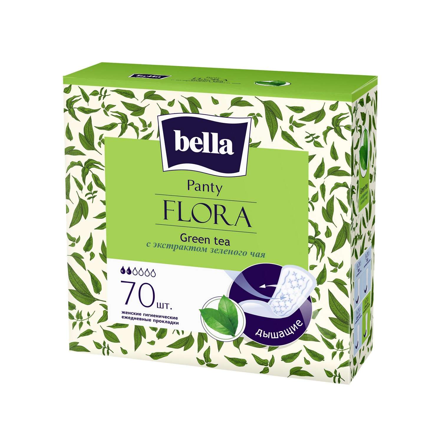 Ежедневные прокладки BELLA Panty Flora Green tea с экстрактом зеленого чая 70 шт - фото 1