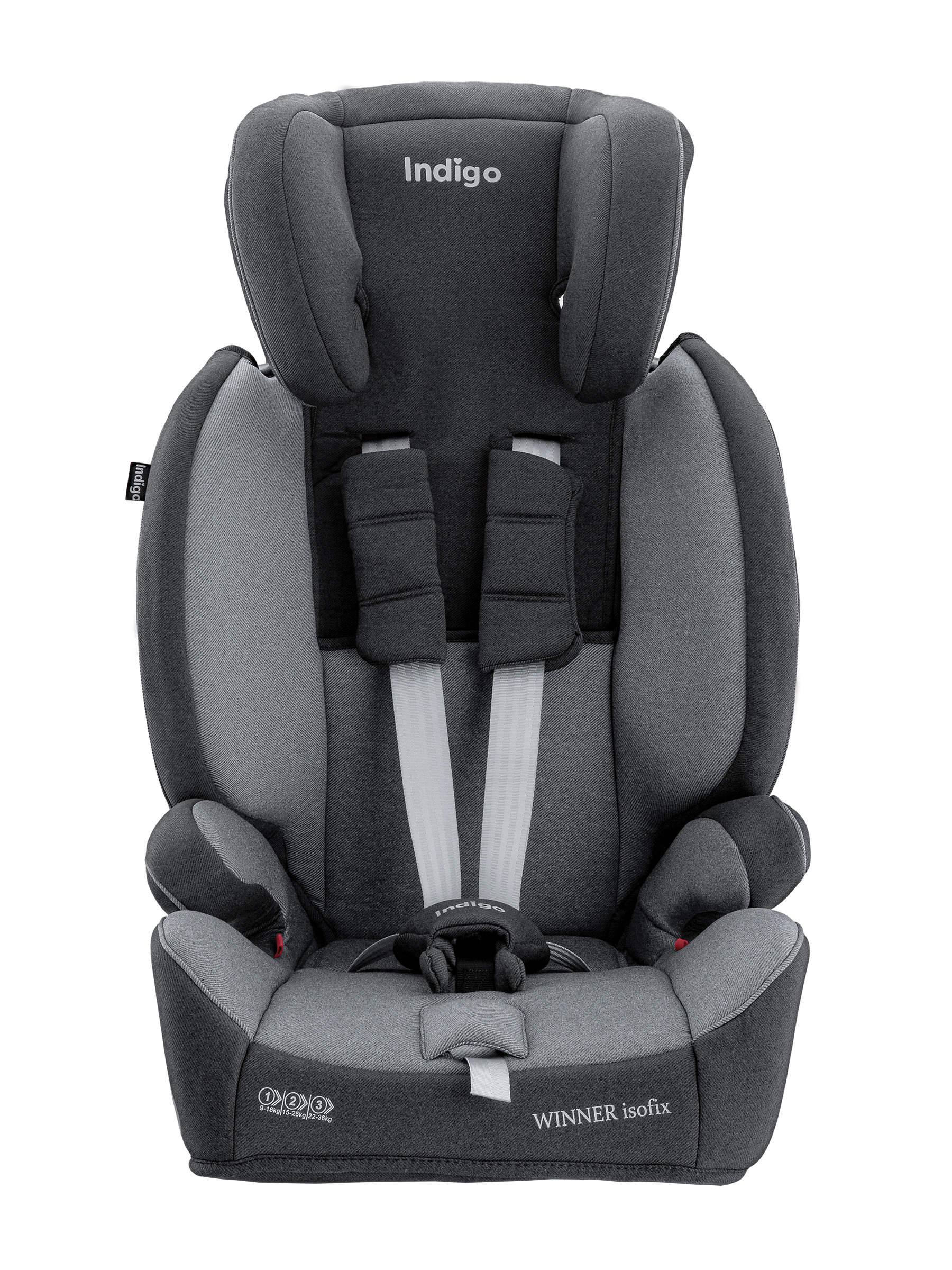 Автокресло бустер детское Indigo Winner isofix 9-36 кг группа 1/2/3 темно-серый светло-серый - фото 11