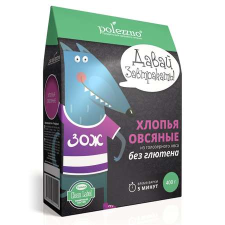 Хлопья Polezzno овсяные 400г