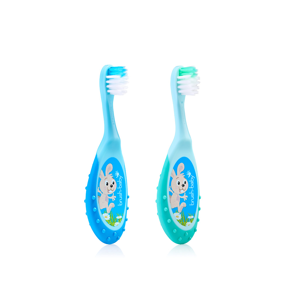 Детская зубная щетка Brush-Baby FlossBrush 0-3 лет 2шт бирюзовая+голубая - фото 2