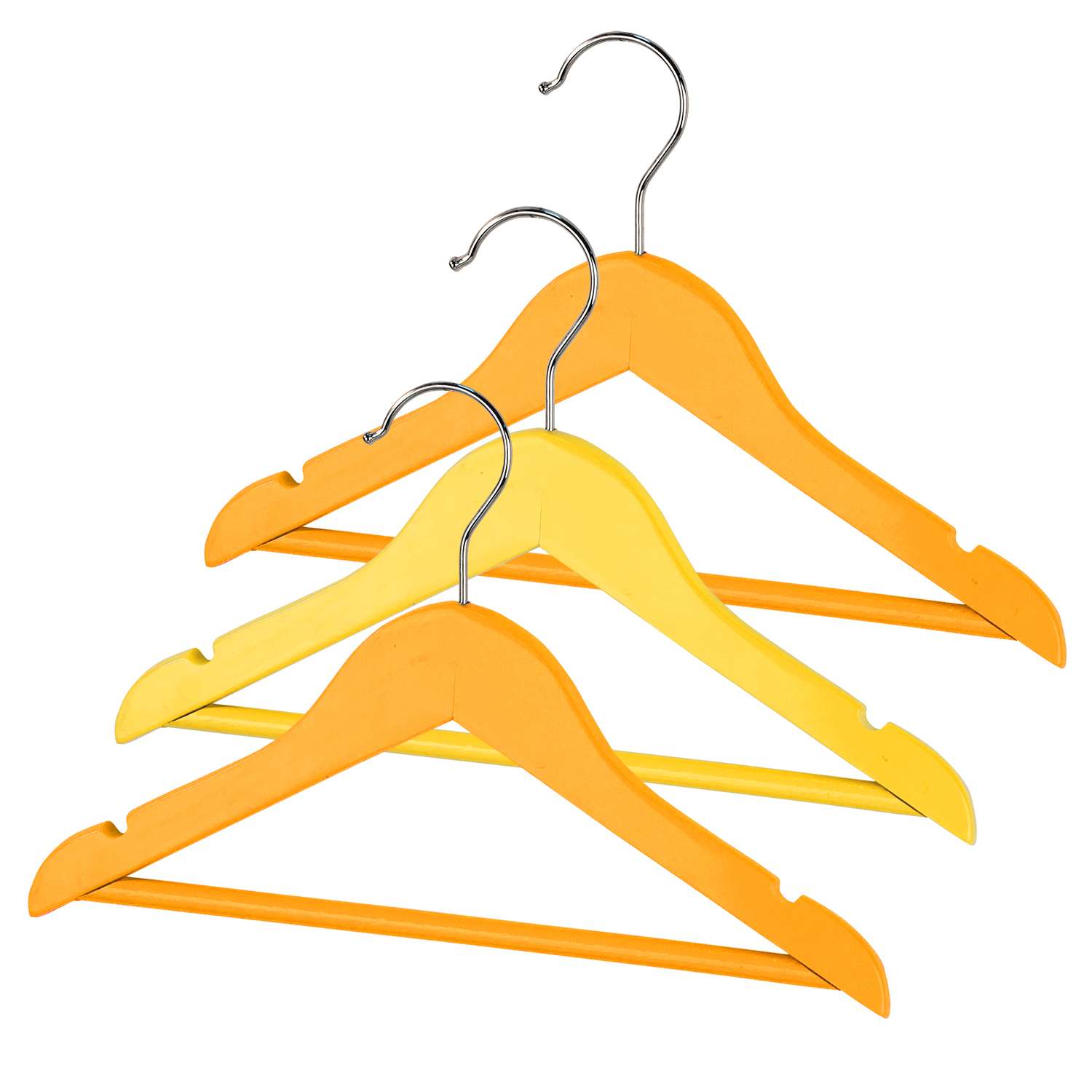 Вешалки-плечики VALIANT для детской одежды деревянные набор 3 шт 30х19х1.2 см оранжевый/жёлтый - фото 1