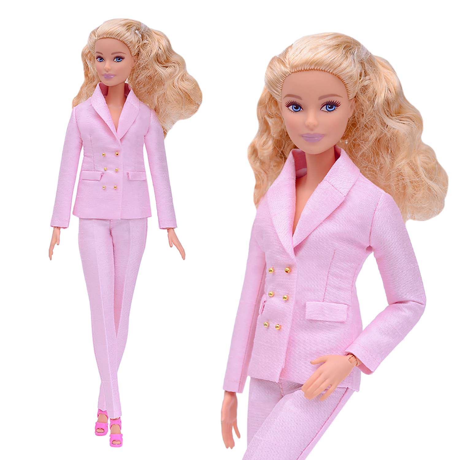 Шелковый брючный костюм Эленприв Светло-розовый для куклы 29 см типа Барби FA-011-04 - фото 2