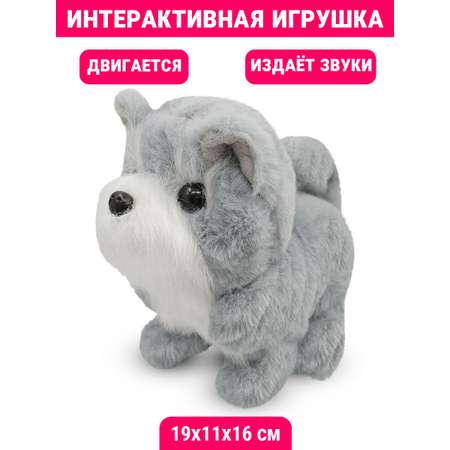 Интерактивная игрушка Mioshi Весёлый щеночек 19x11x16 см звук серо-белый