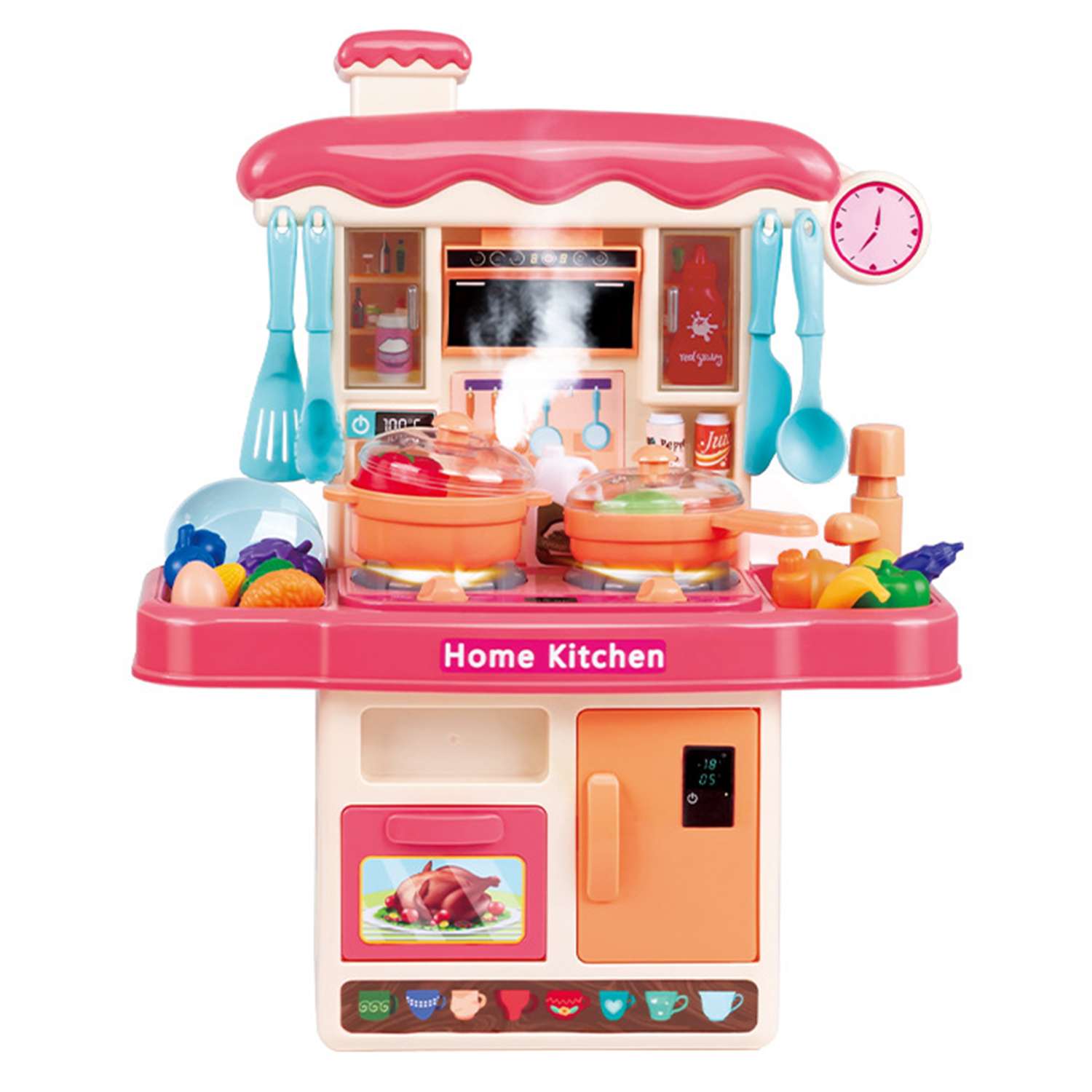 Детская кухня интерактивная SHARKTOYS со светом звуком паром и водой 30 аксессуаров - фото 1