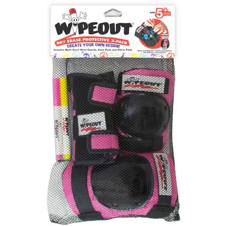 Комплект защиты 3-в-1 WIPEOUT Pink розовый с фломастерами и трафаретами наколенники налокотники для запястья