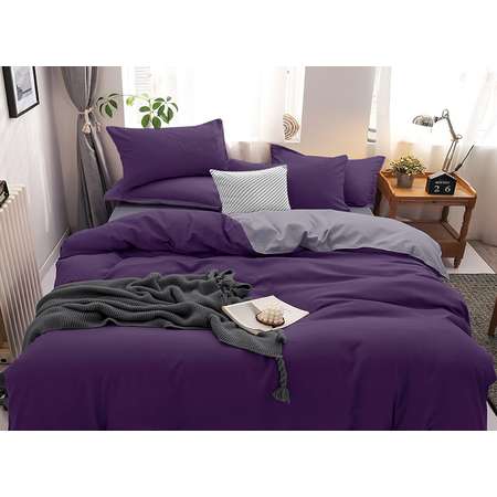 Комплект постельного белья PAVLine Манетти полисатин 2-спальный темно-фиолетовый/серый S11
