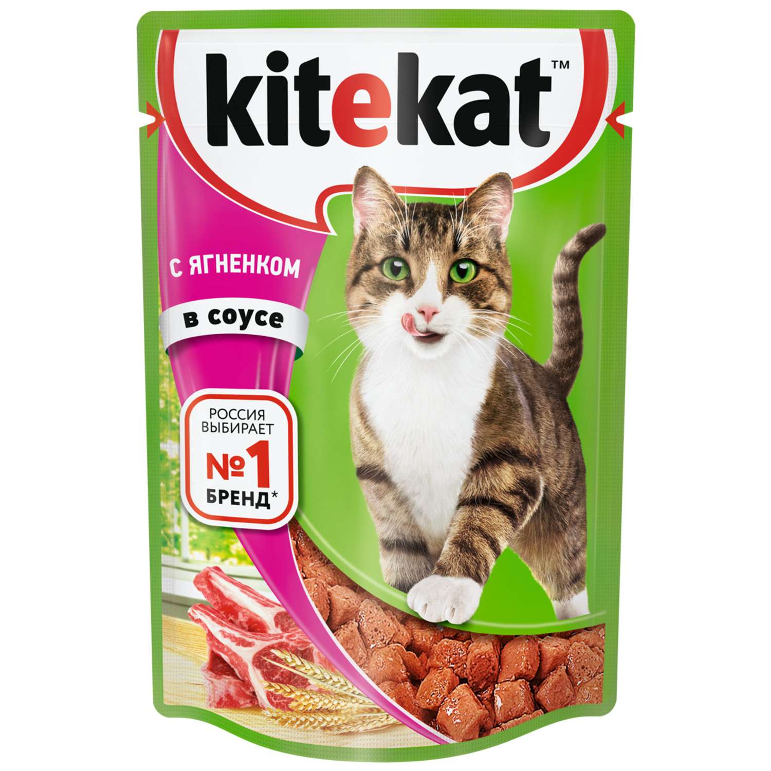 Корм влажный для кошек KiteKat 85г рагу с ягненком в соусе пауч - фото 1
