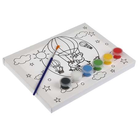 Набор для детского творчества МультиАРТ Холст для росписи Свинка Пеппа 6 красок кисть