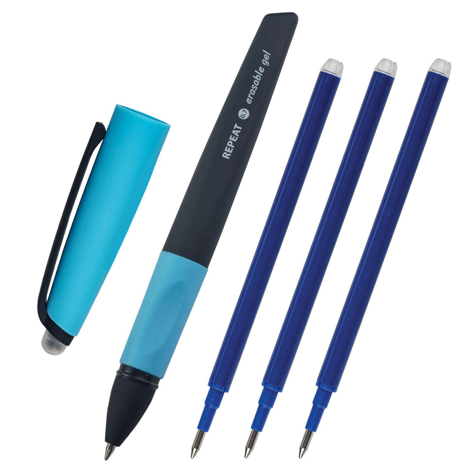 Ручка гелевая Brauberg синяя стираемая с 3 сменными стержнями - фото 7