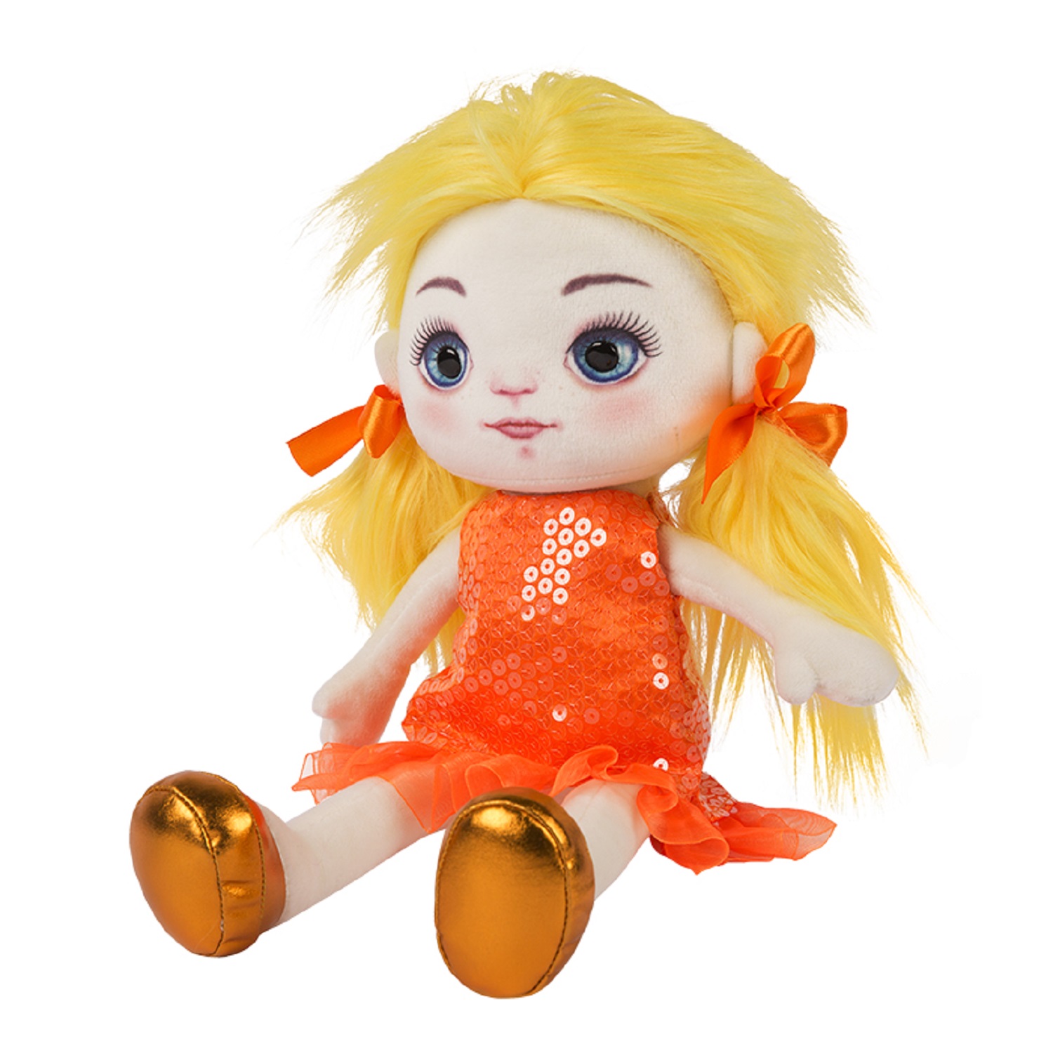 Игрушка мягкая Maxitoys Dolls Милена в оранжевом платье - фото 3