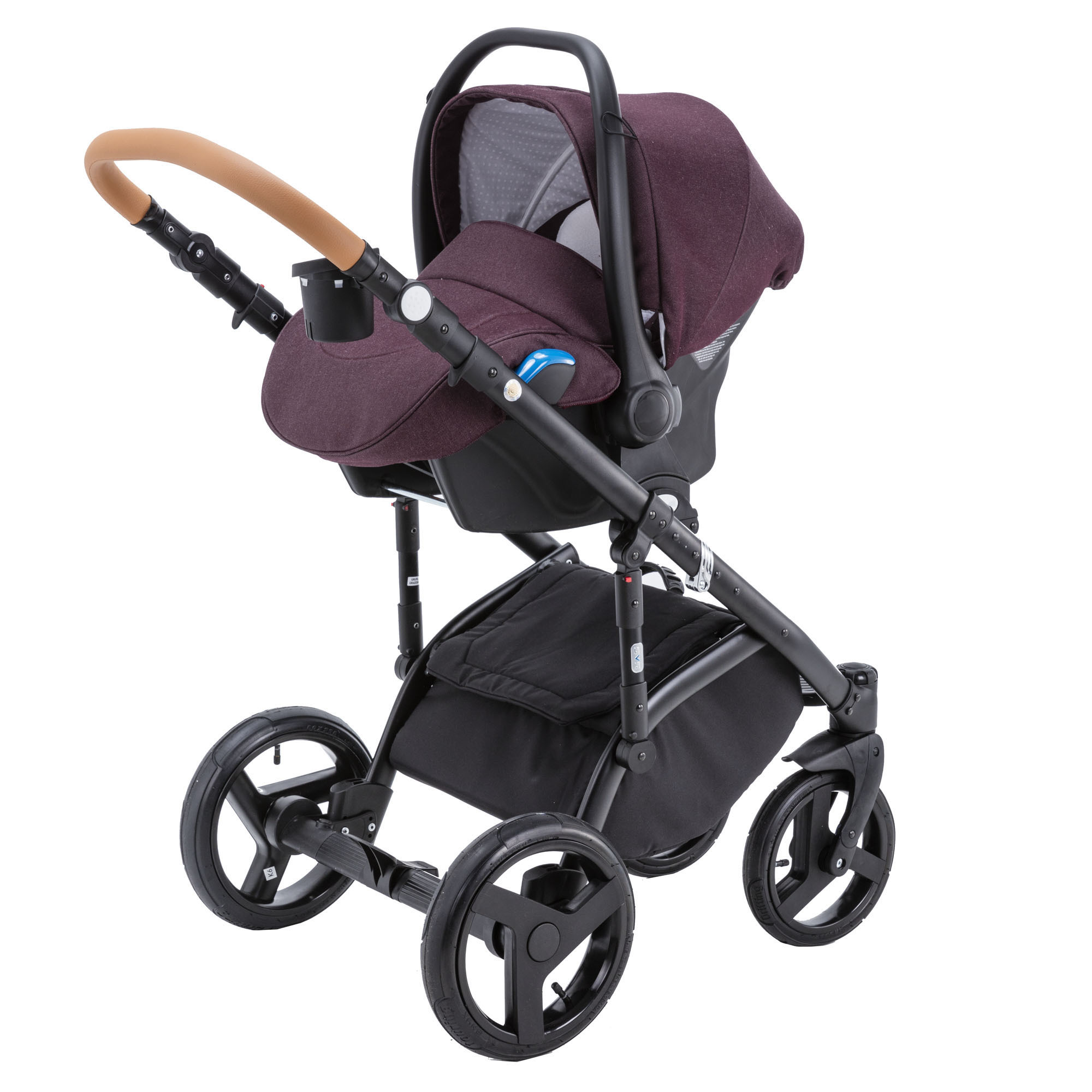 Коляска 3в1 BeBe-mobile Ravenna Standart V6 Темная вишня+Сливовая кожа+Карамельная кожаная отделка - фото 3