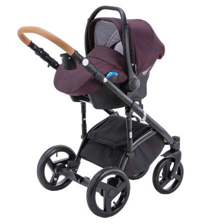 Коляска 3в1 BeBe-mobile Ravenna Standart V6 Темная вишня+Сливовая кожа+Карамельная кожаная отделка