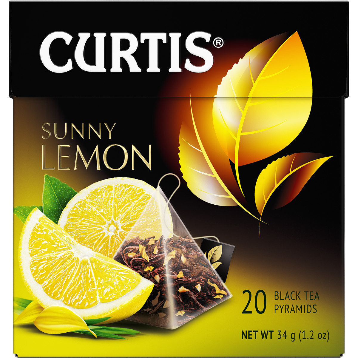 Чай черный Curtis Sunny Lemon 20 пирамидок с ароматом лимона цедрой лепестками цветов - фото 1