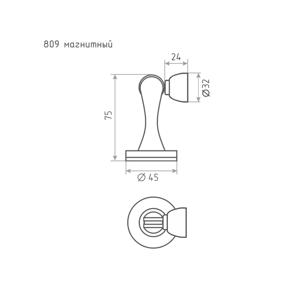 Ограничитель-стоппер дверной НОРА-М магнитный 809 золото - фото 2
