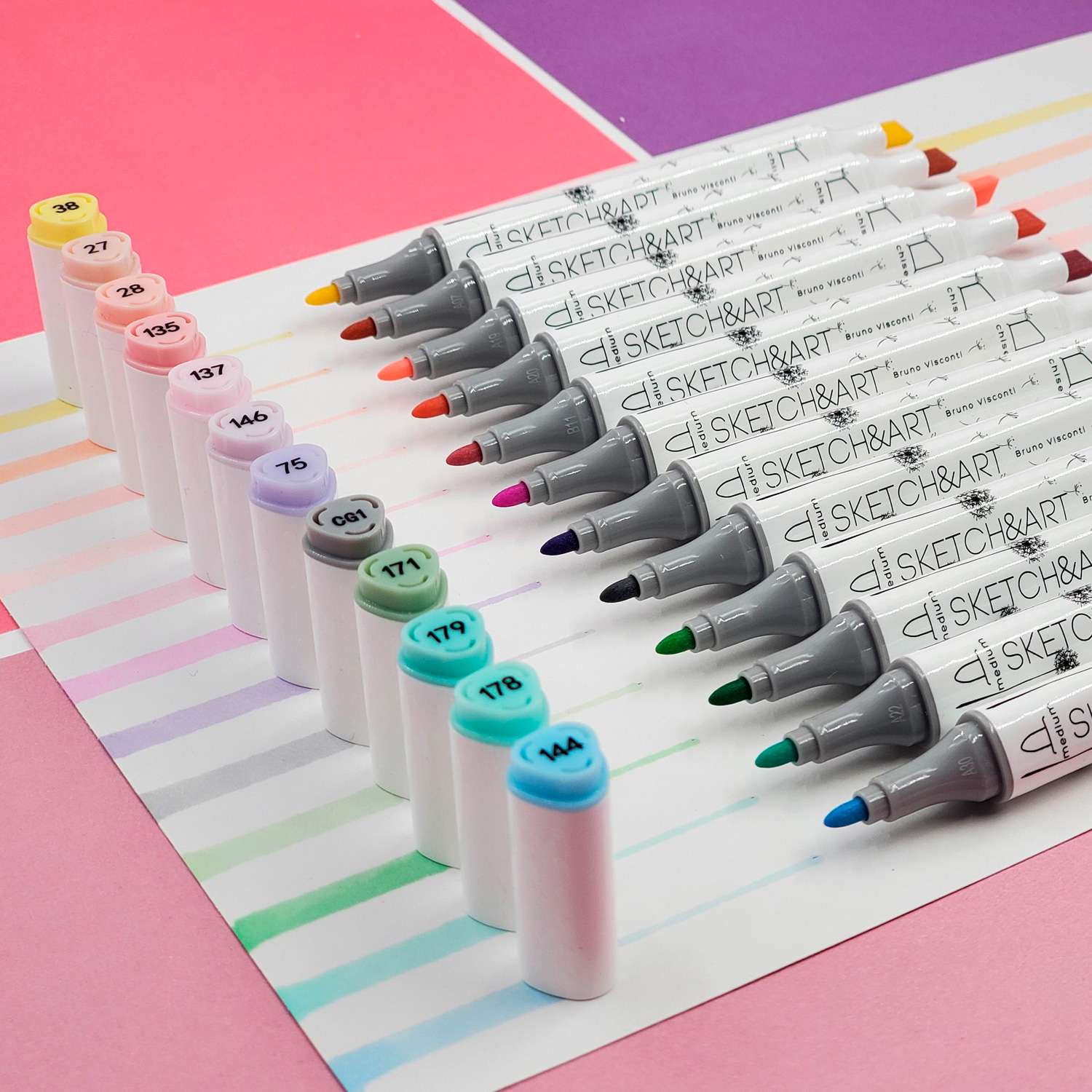 Набор скетч-маркеров Bruno Visconti Sketch Art двусторонние пастельные 12 цветов - фото 3