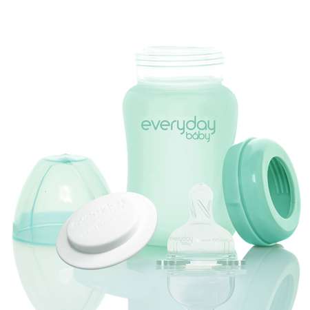 Бутылочка Everyday Baby Healthy стеклянная с защитным силиконовым покрытием 150 мл мятный