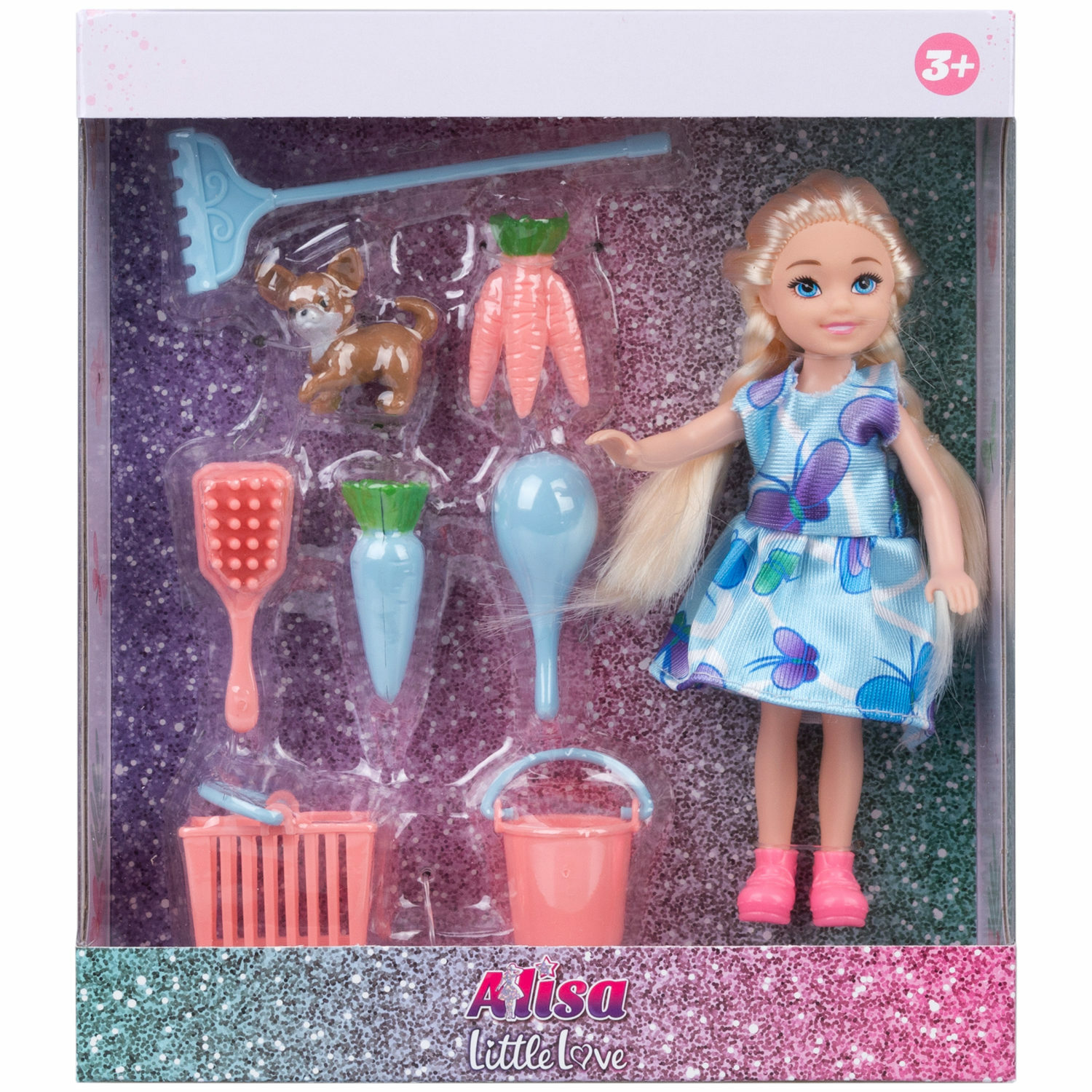 Кукла детская 1TOY Alisa Little Love с аксессуарами блондинка с косичками маленькая 14 см Т24394 - фото 1