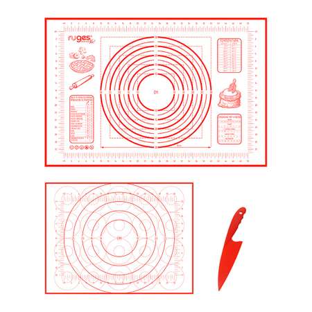 Набор ковриков RUGES для раскатки и выпечки теста красный