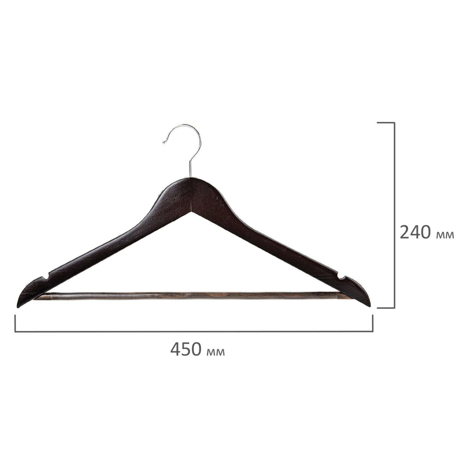 Вешалки-плечики Brabix для одежды из дерева 3 штуки размер 48-50 - фото 7