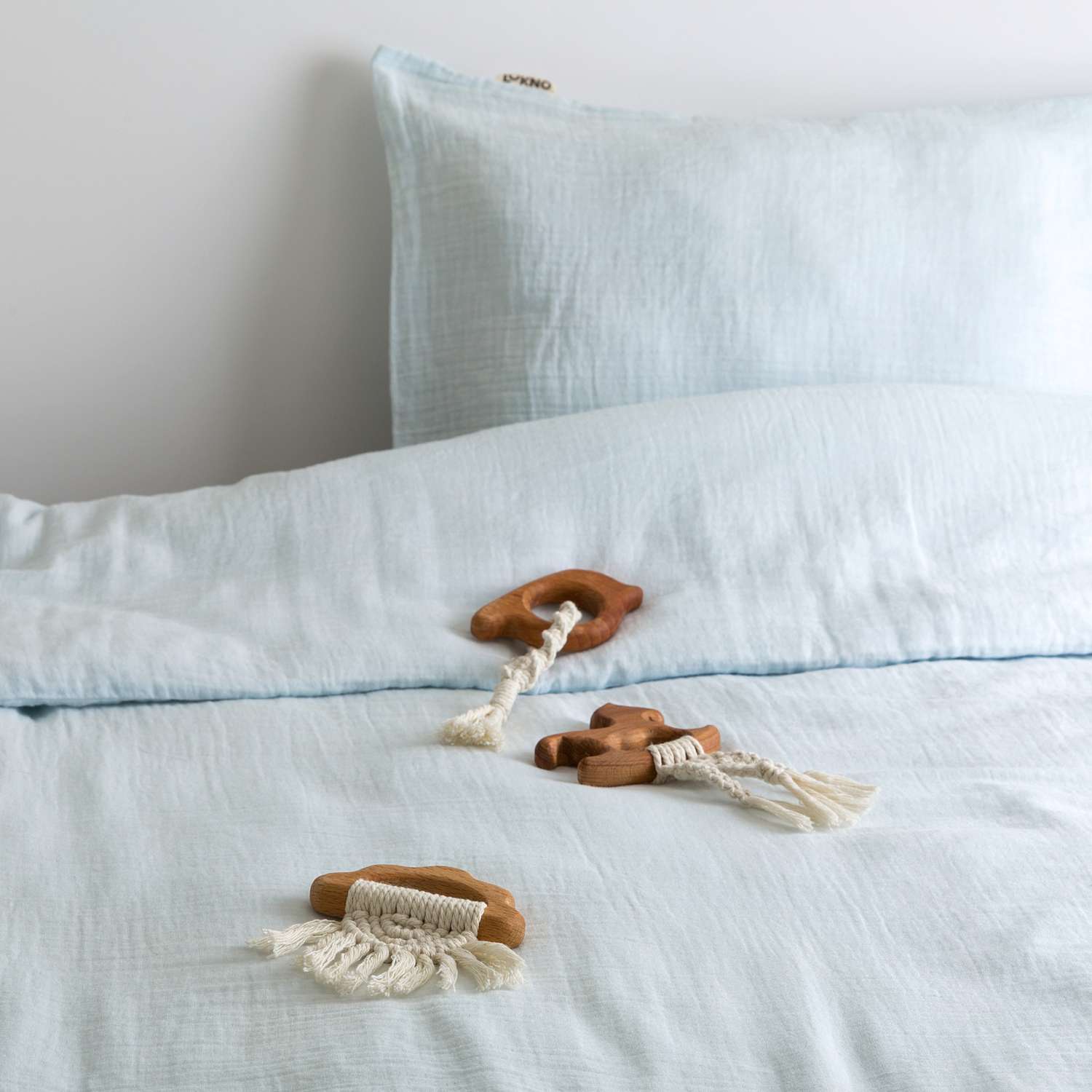 Комплект постельного белья LUKNO Муслиновое для малышей голубое 3 предмета - фото 10