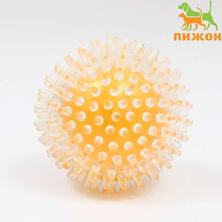 Игрушка Пижон для собак «Мяч теннис 2 в 1» TPR+винил 9.5 см прозрачная/жёлтая