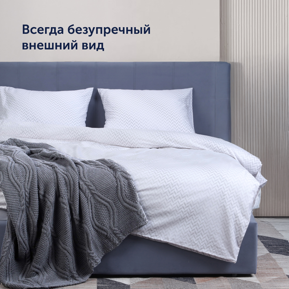 Комплект постельного белья buyson BuyMirage евро хлопковый сатин цвет Cloud - фото 4