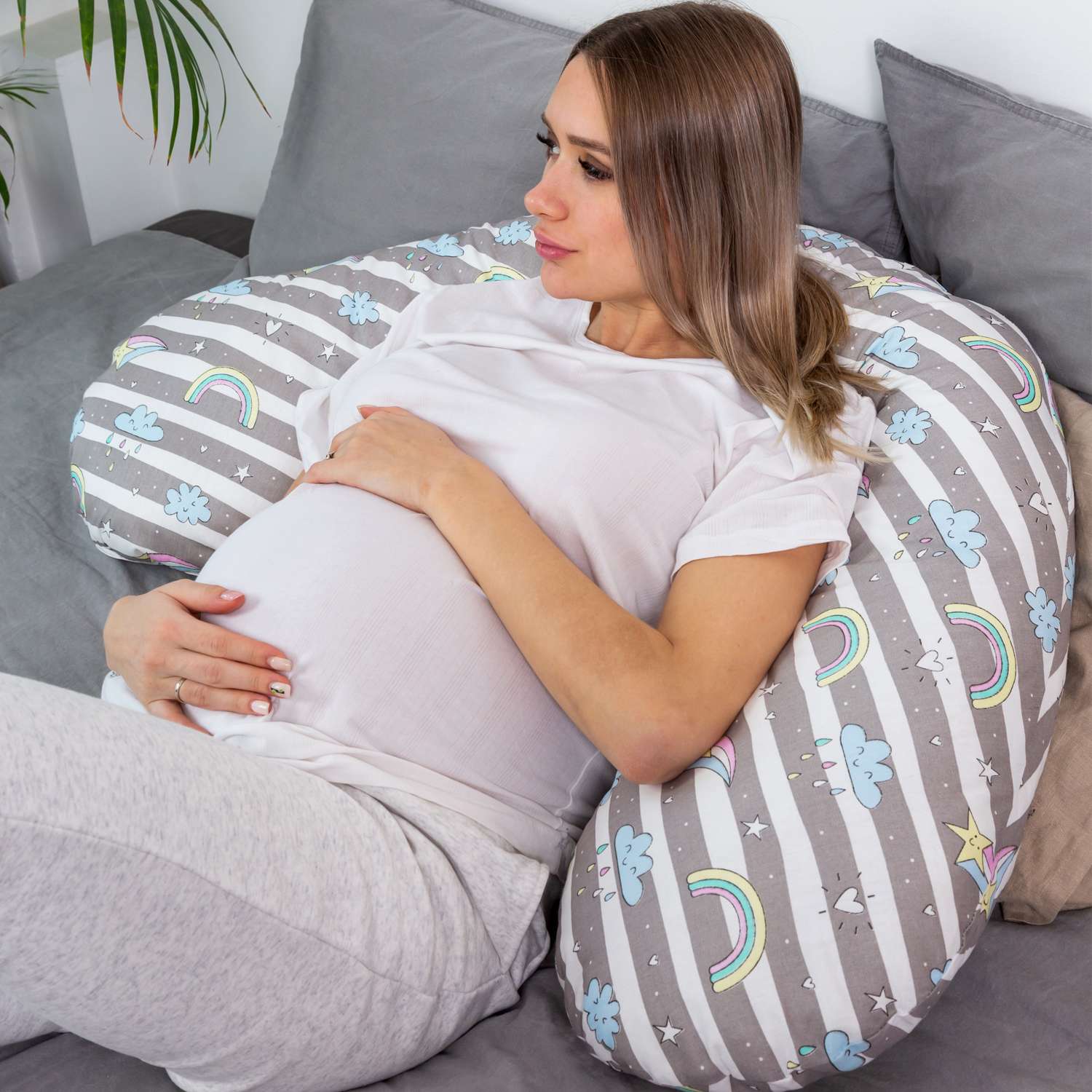 Подушка для беременных Amarobaby Бумеранг Семицвет ABDM-4001-R - фото 12