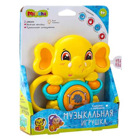 Музыкальная игрушка Mioshi Слонёнок с барабаном (14х18 см)