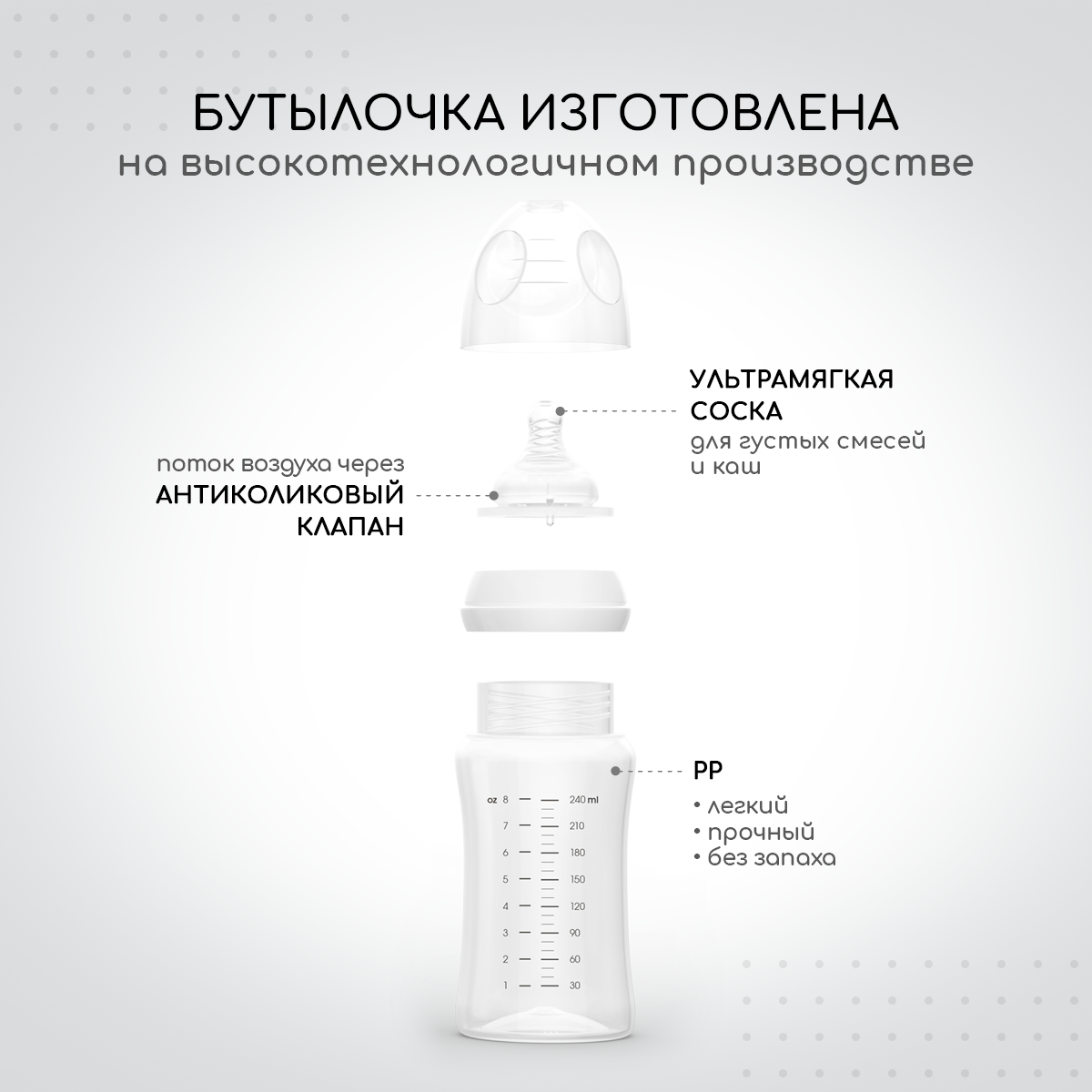 Бутылочка для кормления Miyoumi White - 240 ml 1шт - фото 3