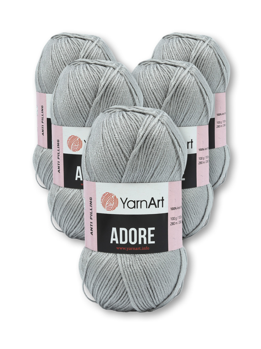 Пряжа для вязания YarnArt Adore 100 гр 280 м акрил с эффектом анти-пиллинга 5 мотков 346 серый - фото 3