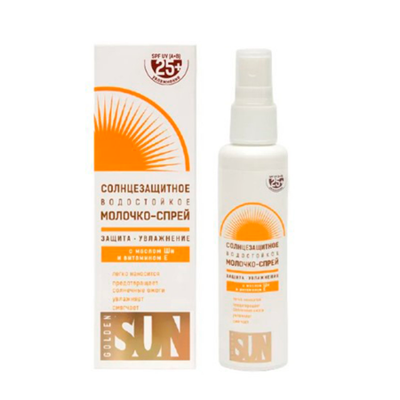 Солнцезащитное молочко-спрей Golden Sun SPF-25+ UV водостойкое 60мл К12