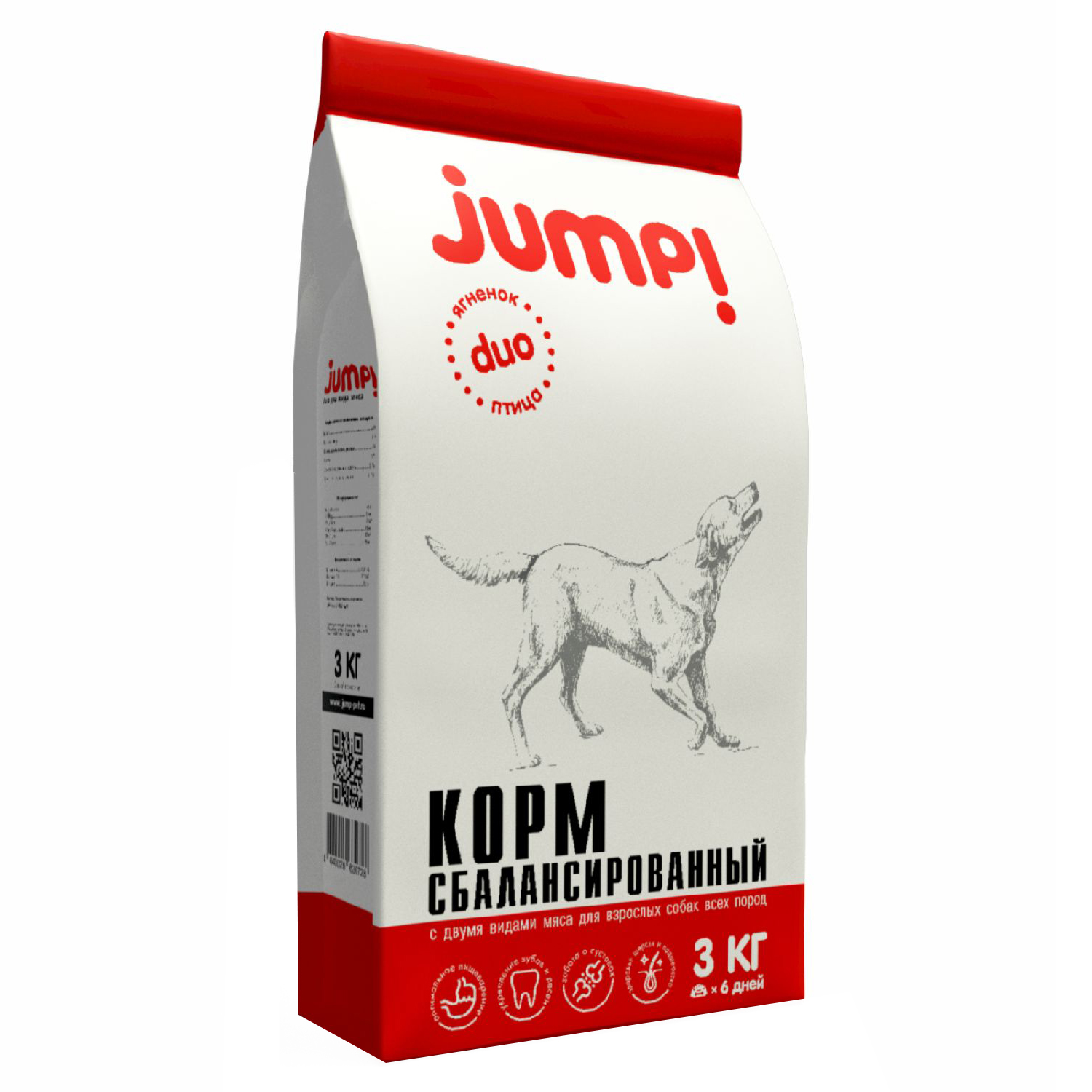 Сухой корм для собак Jump! 3 кг птица, ягненок (полнорационный) - фото 1