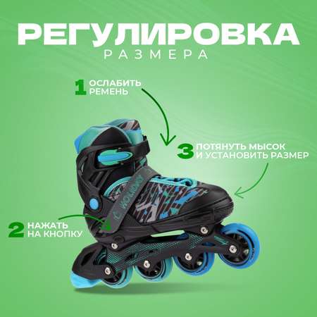 Набор роликовые коньки Sport Collection раздвижные Set Holiday Blue шлем и набор защиты в сумке размер M 34-37