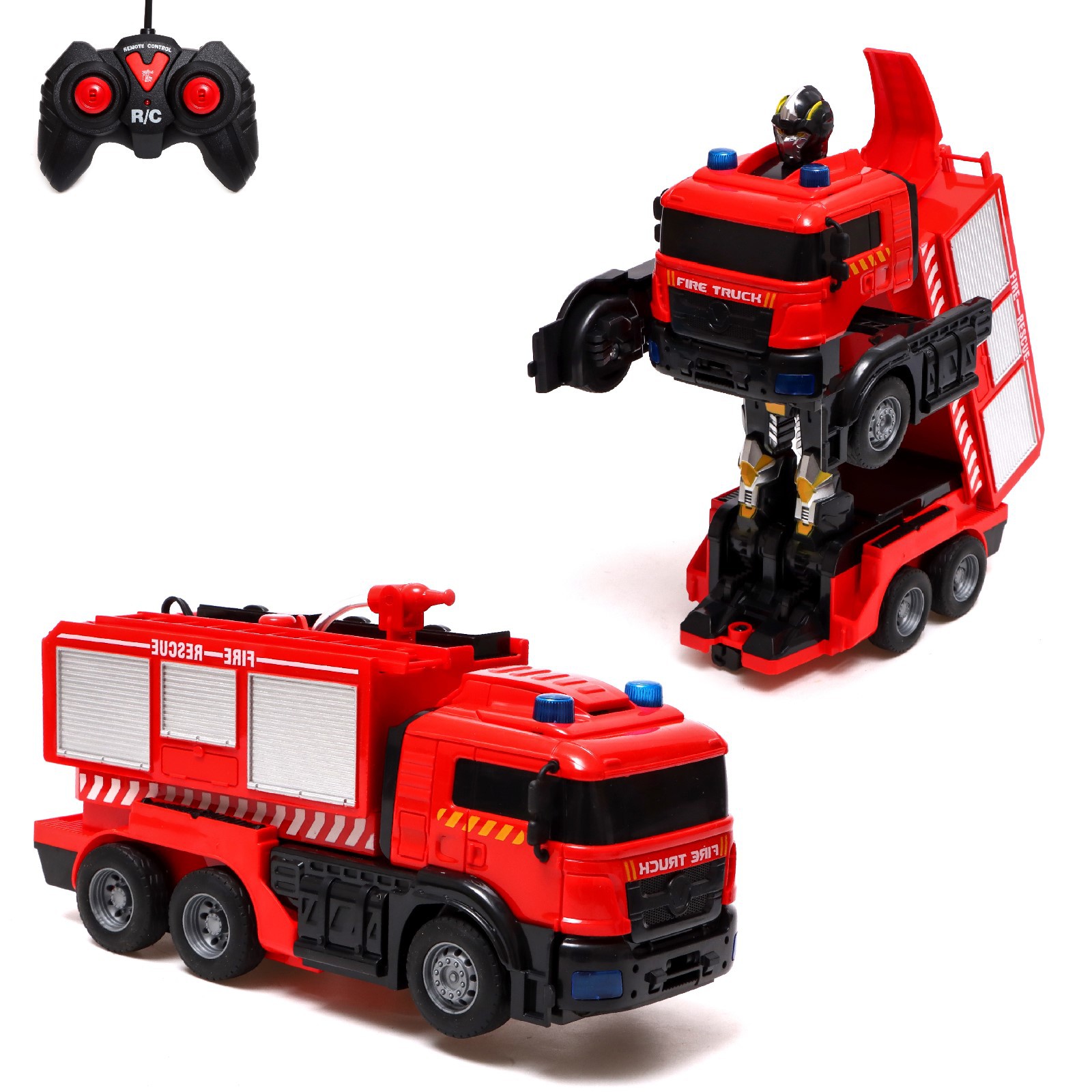Робот Автоград радиоуправляемый «Пожарная машина» трансформируется световые и звуковые эффекты - фото 1