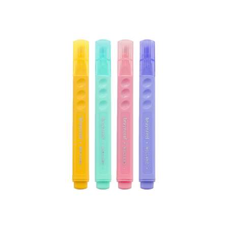 Набор текстовыделителей BRUYNZEEL Teen Pastel 4 пастельных цвета желтый синий розовый и фиолетовый в картонной упаковке