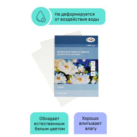 Папка для гуаши и акрила ГАММА серия Студия 20л А4 180г на м2