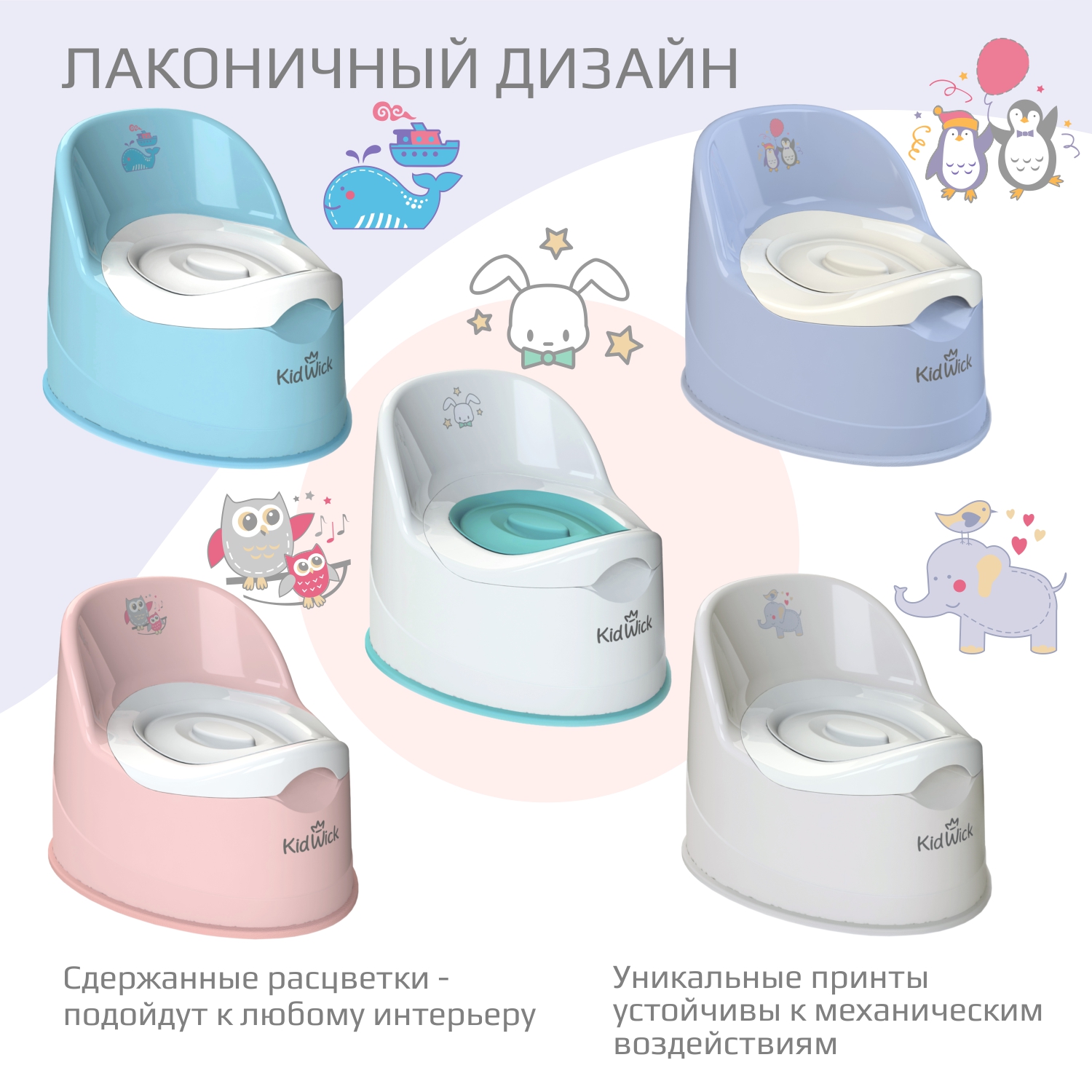 Горшок туалетный KidWick Гигант белый бирюзовый с крышкой - фото 9