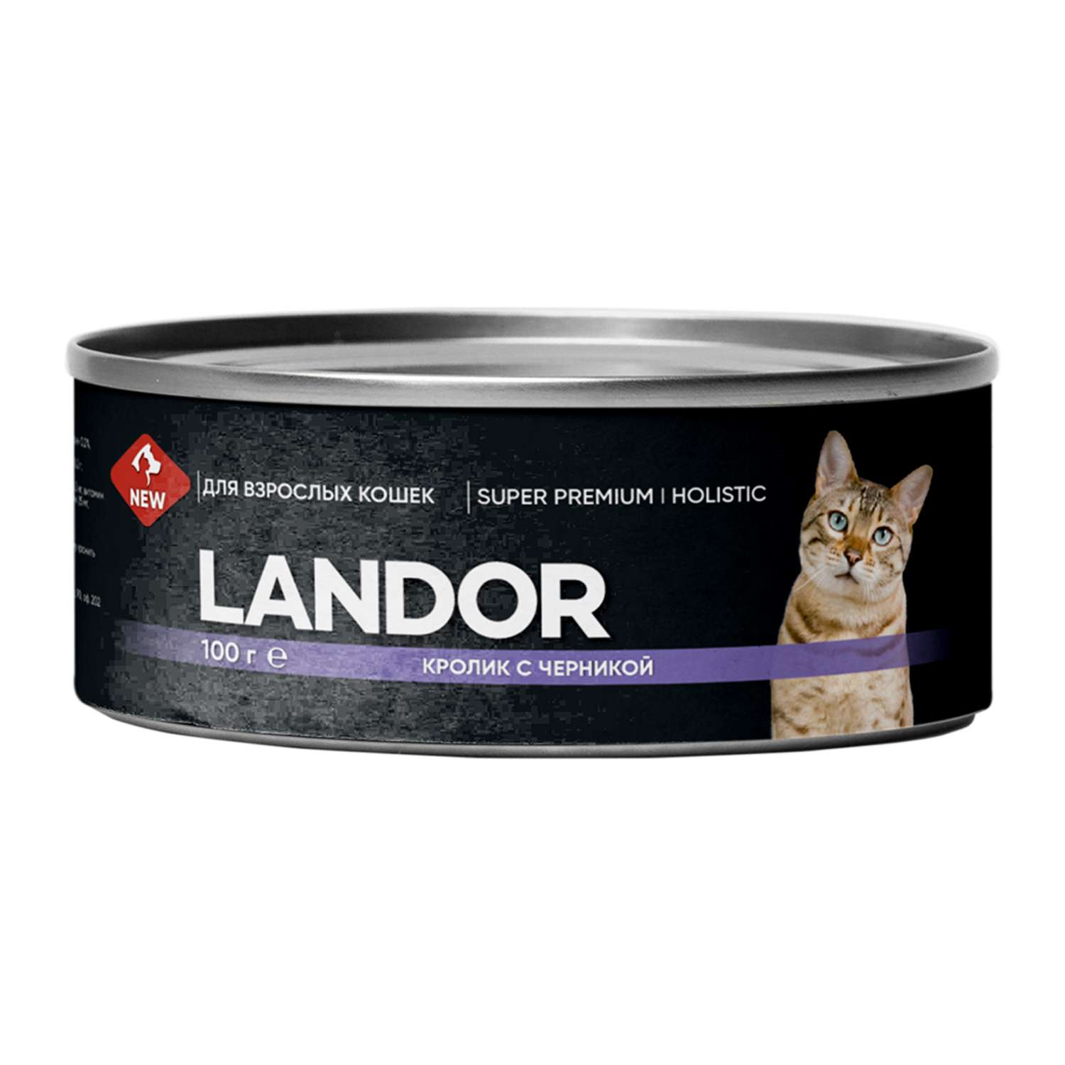 Корм для кошек Landor 0.1кг взрослых кролик с черникой ж/б - фото 1