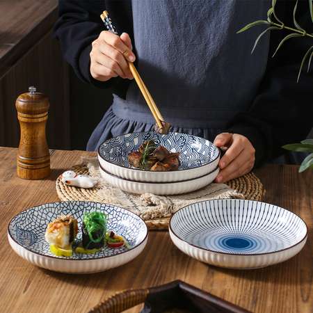 Тарелка ZDK Kitchen Japanese Collection цвет голубой D 175 мм листочки