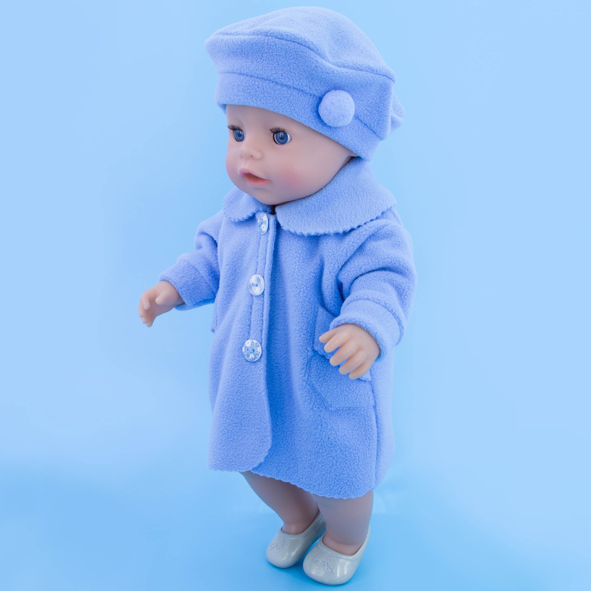 Комплект одежды Модница Пальто с беретом для пупса 43-48 см 6119 голубой 6119голубой - фото 17