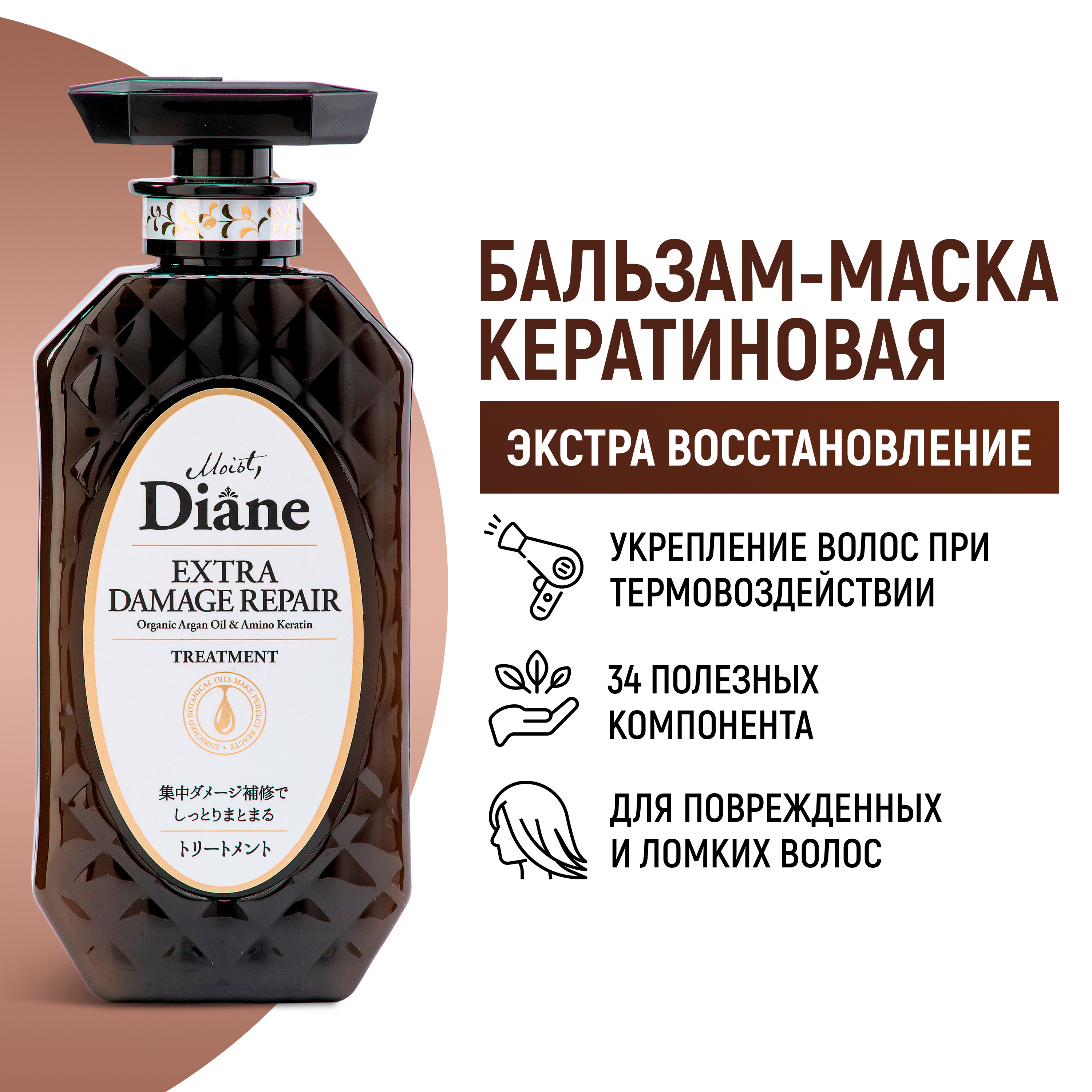 Бальзам-маска Moist Diane Perfect Beauty кератиновая Восстановление 450 мл - фото 1