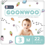 Подгузники GOONWOO размер 3 М 6-11 кг 22 шт